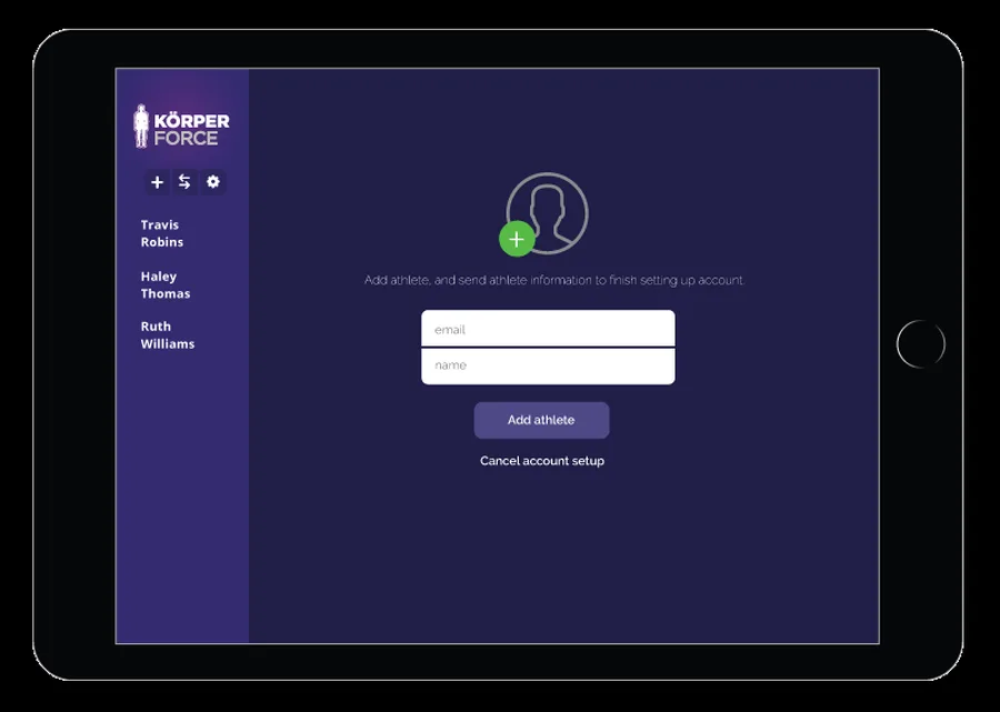 Adding an athlete by email and name